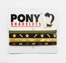 BLACK/TAN DOG THEME PONY BRACELETS